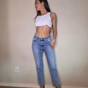 Closed straight leg jeans made